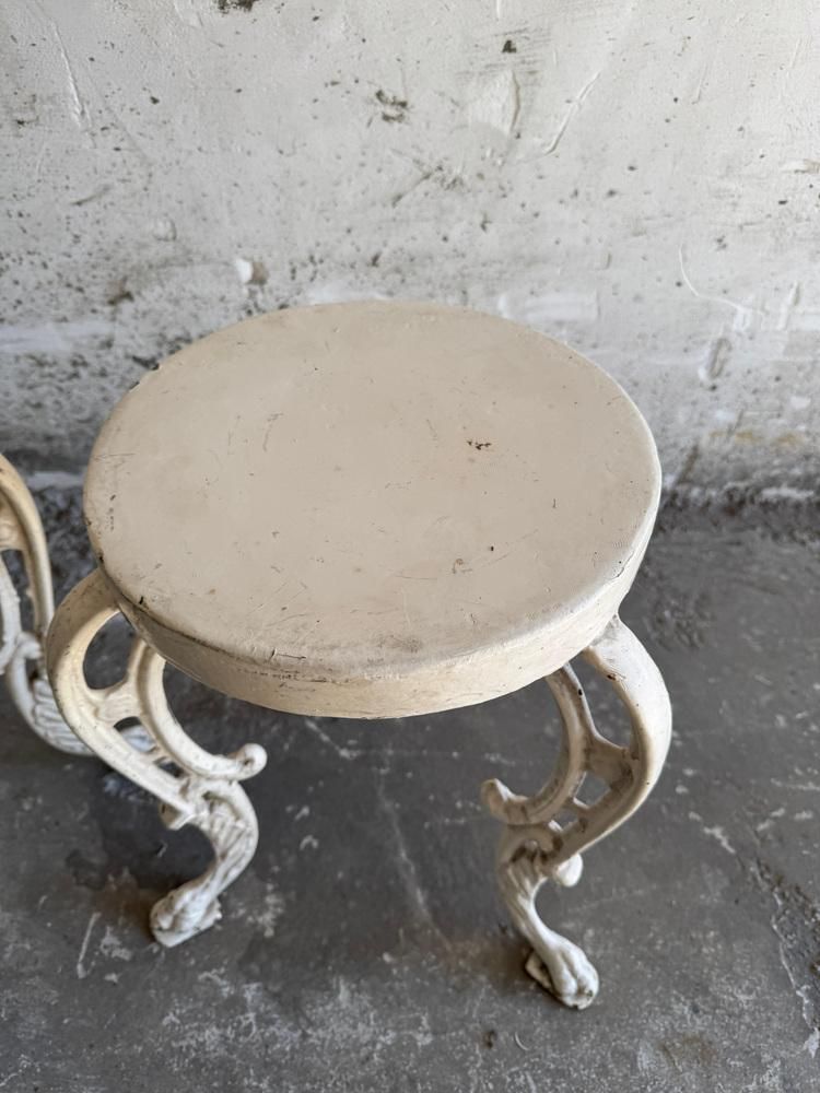 Set Of Antique Cast Iron Side Tables, Set Of 2 photo for sale