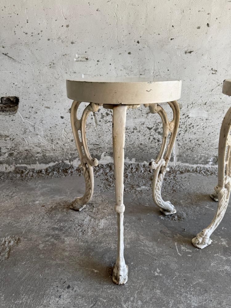 Set Of Antique Cast Iron Side Tables, Set Of 2 photo vintage