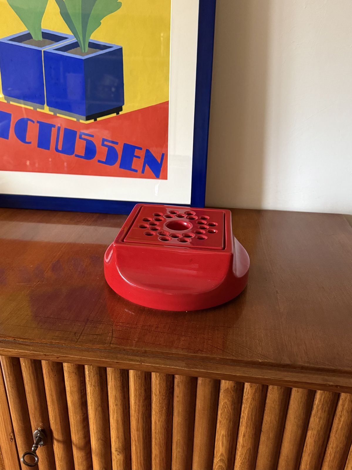 Space Age Red Ceramic Ashtray, Studio Opi, Gabbianelli Italy Ca. 1970 photo for sale