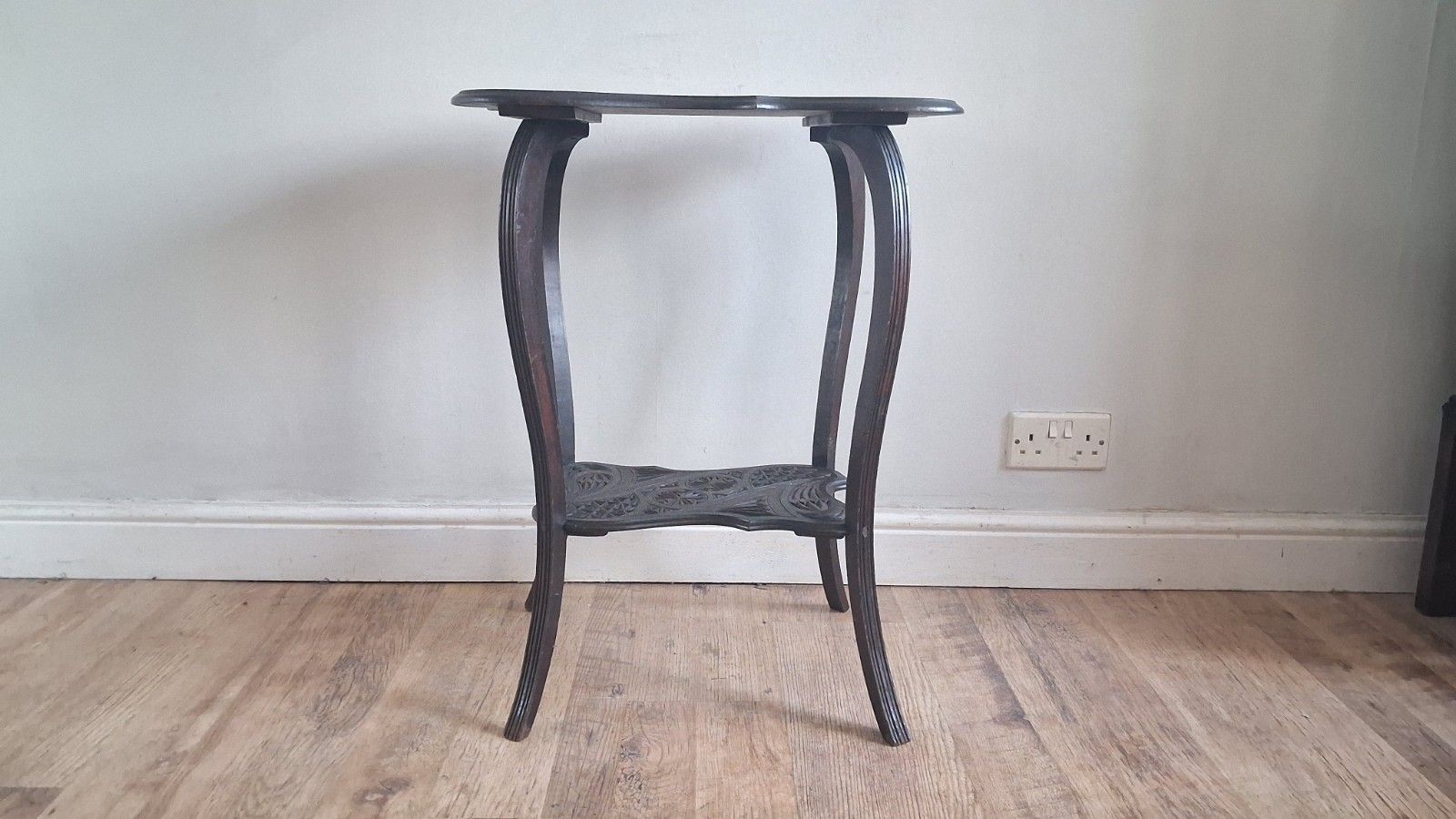 Arts And Crafts Ebonised Hardwood Japanese Carved Hall /Side/Lamp ..Table photo Furniture