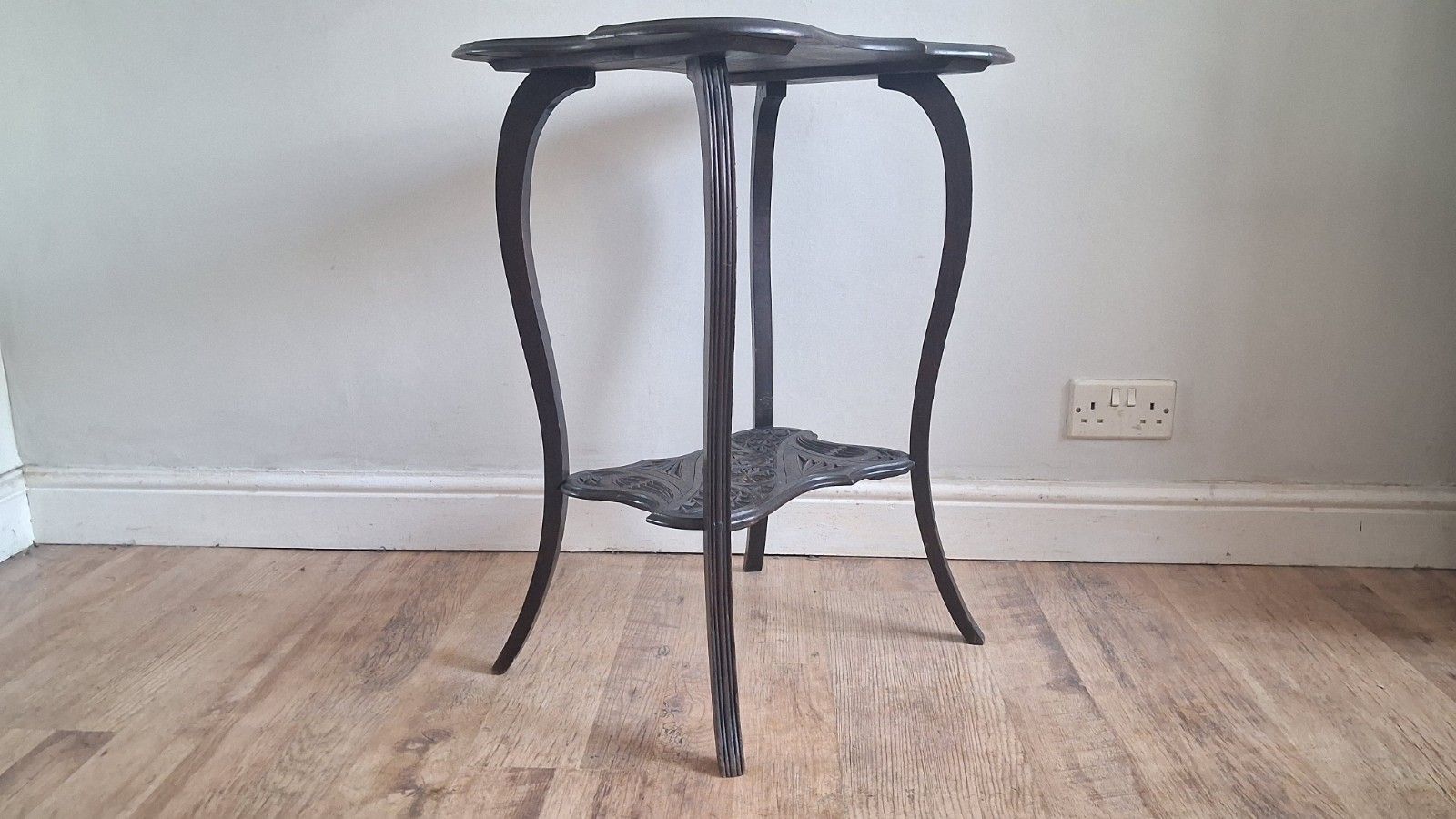 Arts And Crafts Ebonised Hardwood Japanese Carved Hall /Side/Lamp ..Table photo 255.0