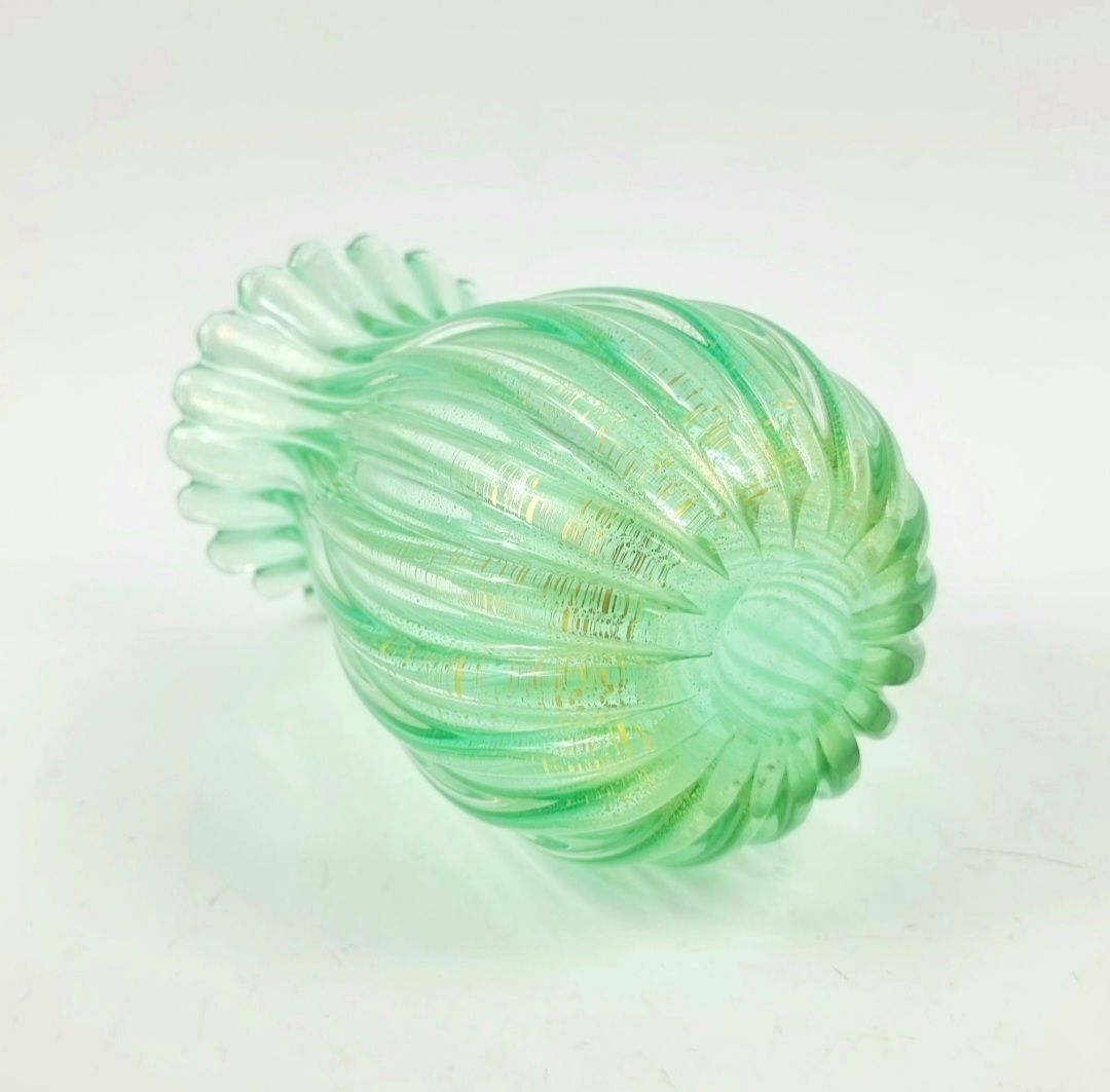 Mid Century Ribbed Murano Glass Vase With Gold Inclusions By Archimede Seguso For Seguso Vetri D'arte, Italy, 1950s photo buy