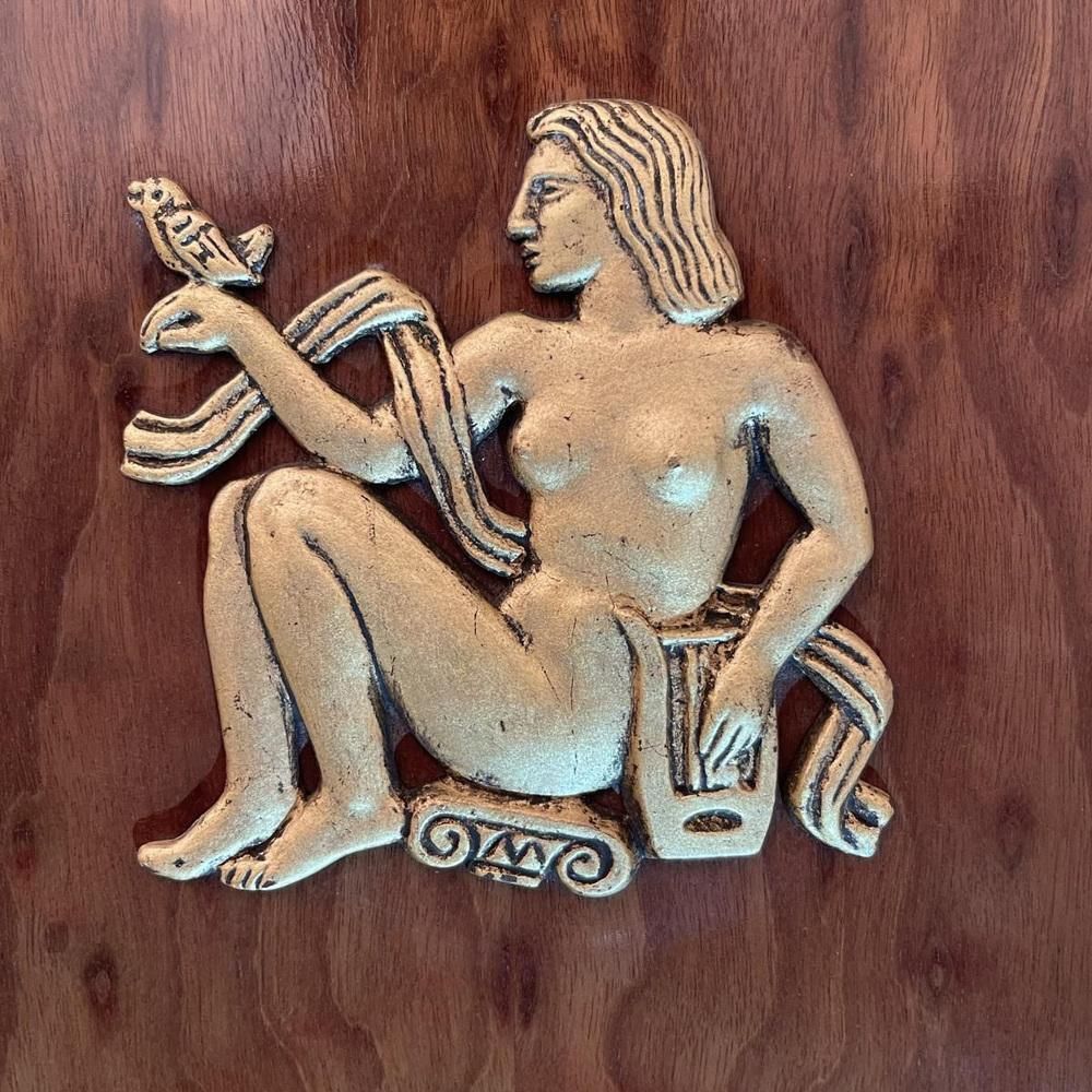 Art Deco Dresser Or Bar In Veneers, Bronze And Ironwork, 1930s 1940s photo for sale