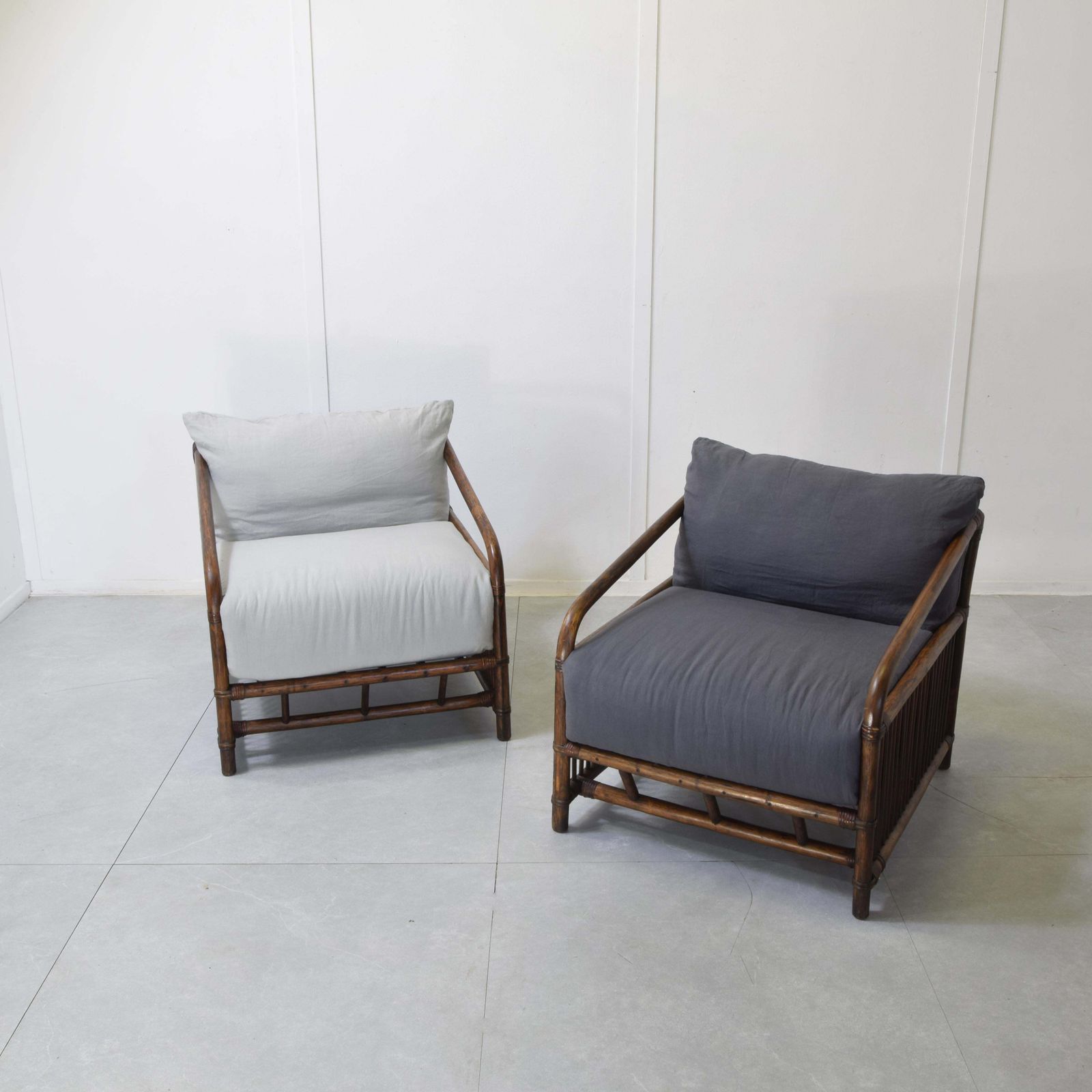 Vivai Del Sud Bamboo Rattan Armchairs 1960s. photo for sale