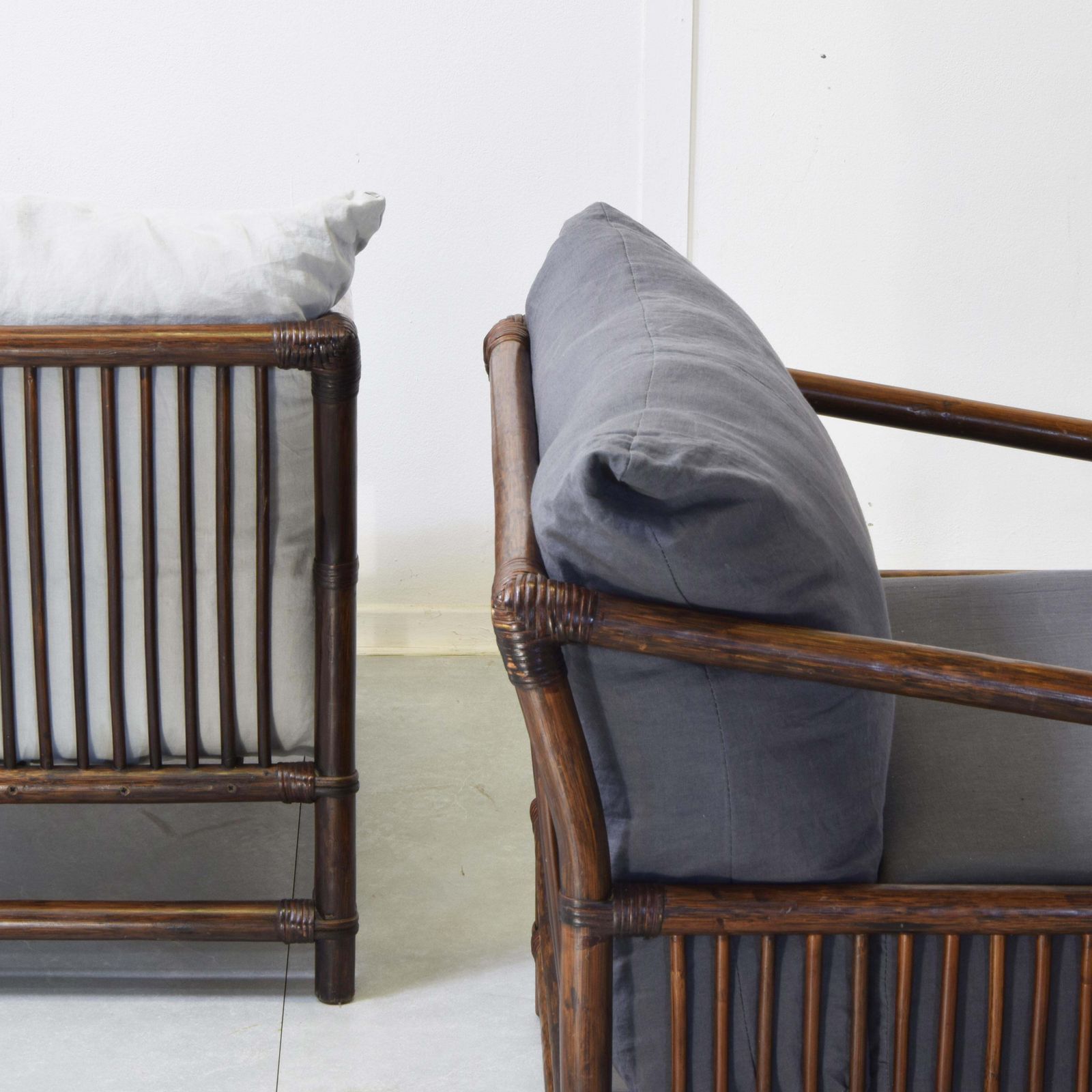 photo furniture Vivai Del Sud Bamboo Rattan Armchairs 1960s.