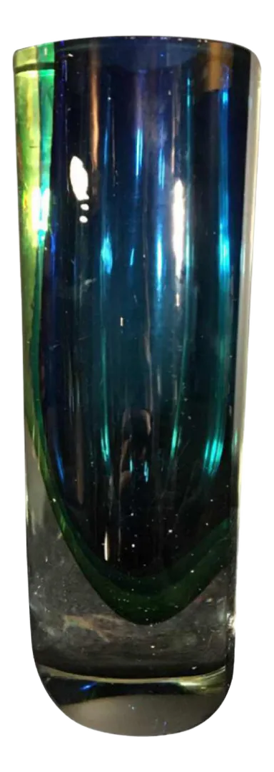 Blauw En Groen Sommerso Murano Glazen Vaas Van Flavio Poli Voor Murano, Ca. Jaren 1960