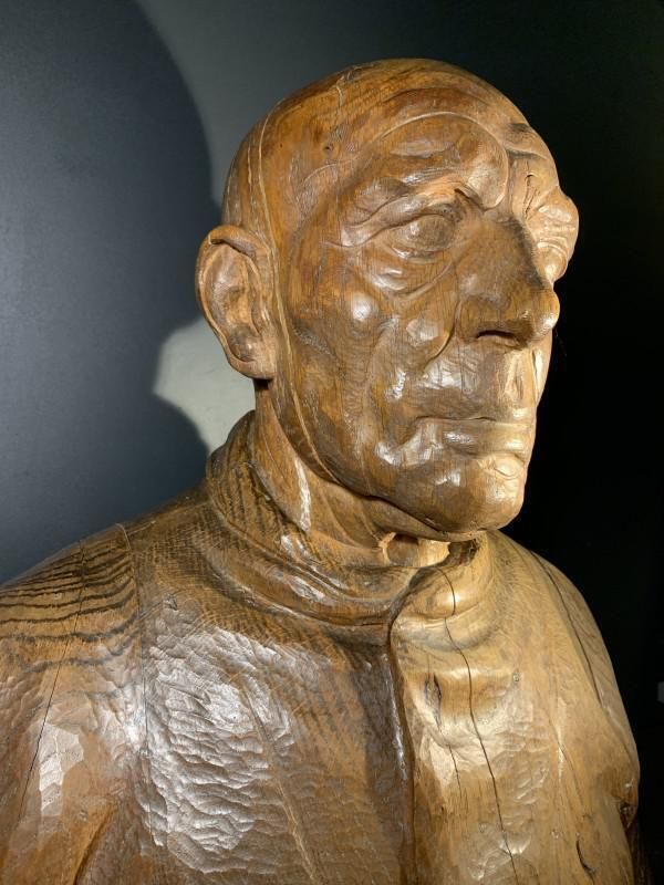 Frans Claessens, Life Size Bust Of Pablo Picasso, Carved Wood, 1930s photo Art