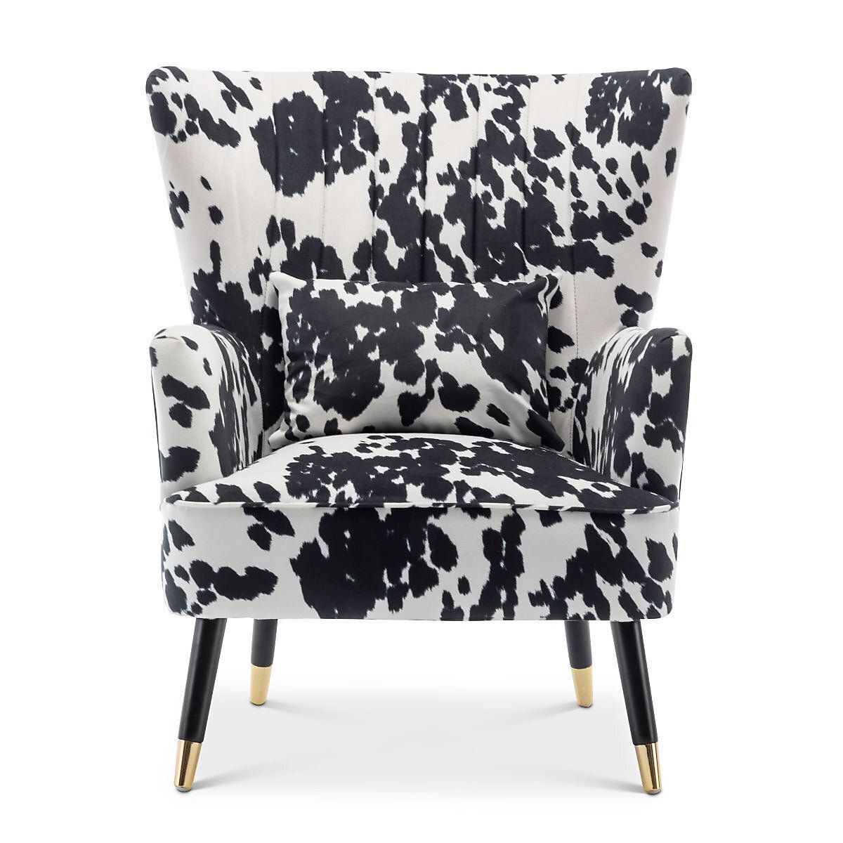 Fabric Cow Print Victoria Accent Wingback Chair   Brand New In Box photo for sale