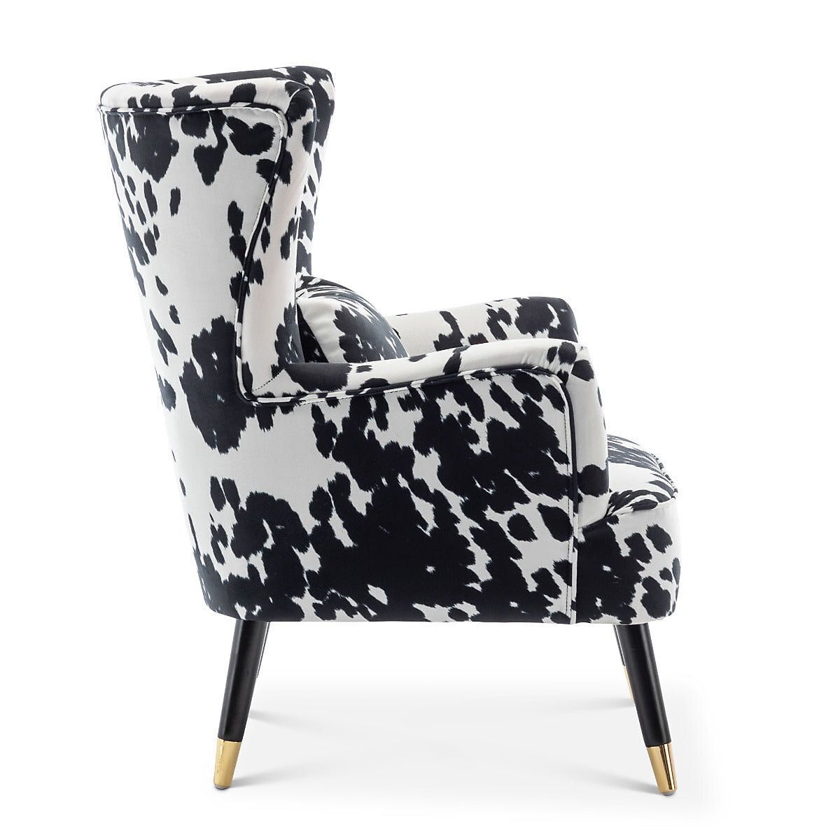 Fabric Cow Print Victoria Accent Wingback Chair   Brand New In Box photo vinterior