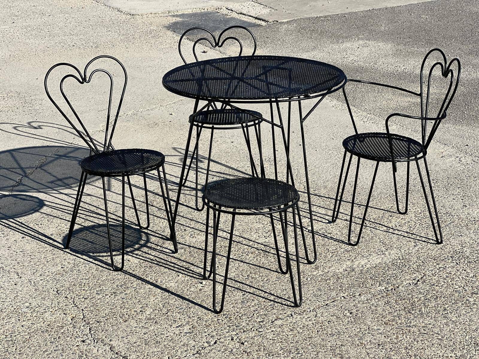 Mathieu Matégot Garden Furniture In Wrought Iron 1950 photo for sale