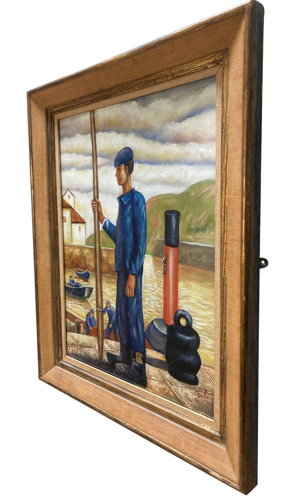 A French Framed And Glazed Oil On Panel Of A Young Breton Fisherman. photo Art