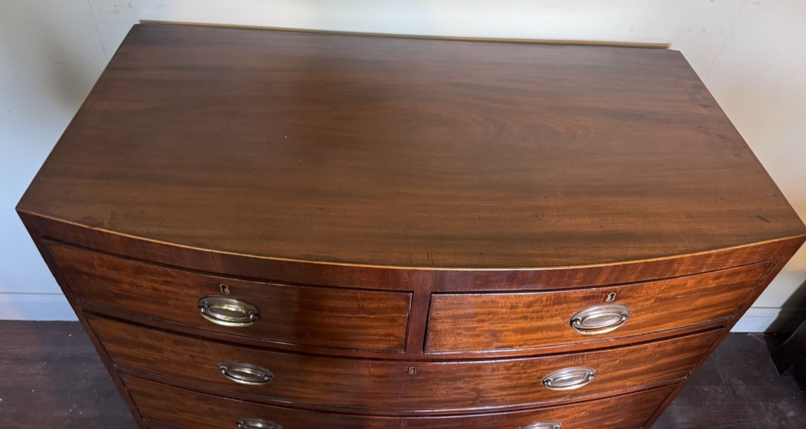Furniture 19th Century Mahogany Bow Fronted Chest Of Drawers photo