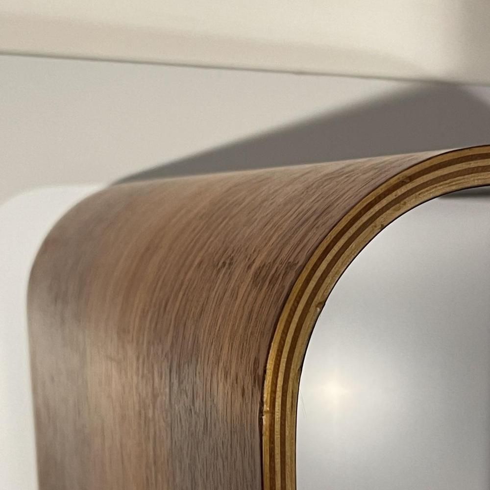 Furniture Scandinavian Stools Or Side Tables In Curved Multiplex Wood, Rosewood And Aluminum In The Style Of Alvar Aalto, 1970s, Set Of 2 photo