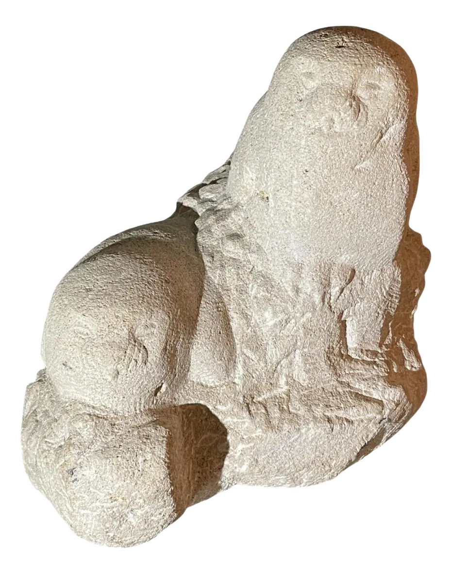 Owls Animal Sculpture In Stone By Herbert Geldhof, 1960s