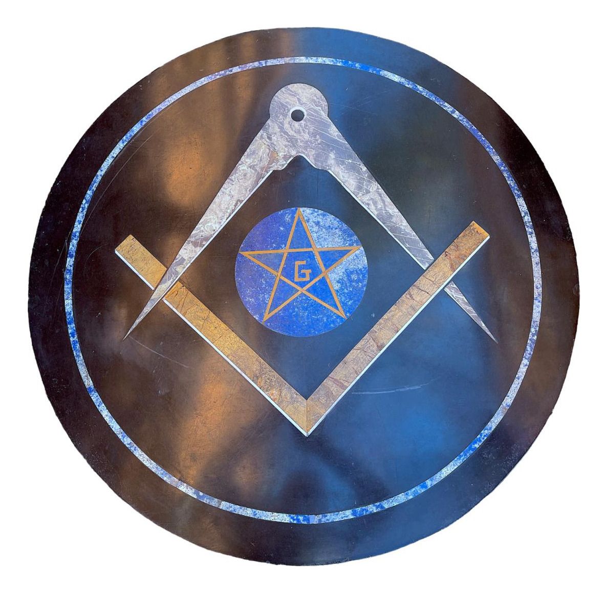 Large Table Top With Lapis Lazuli Marble Inlay, 1960s