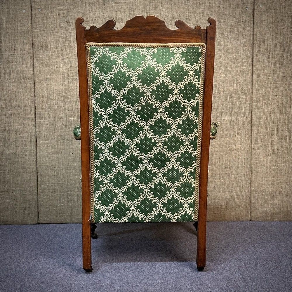 photo furniture Attractive Antique Victorian Carved Mahogany Armchair For Reupholstery