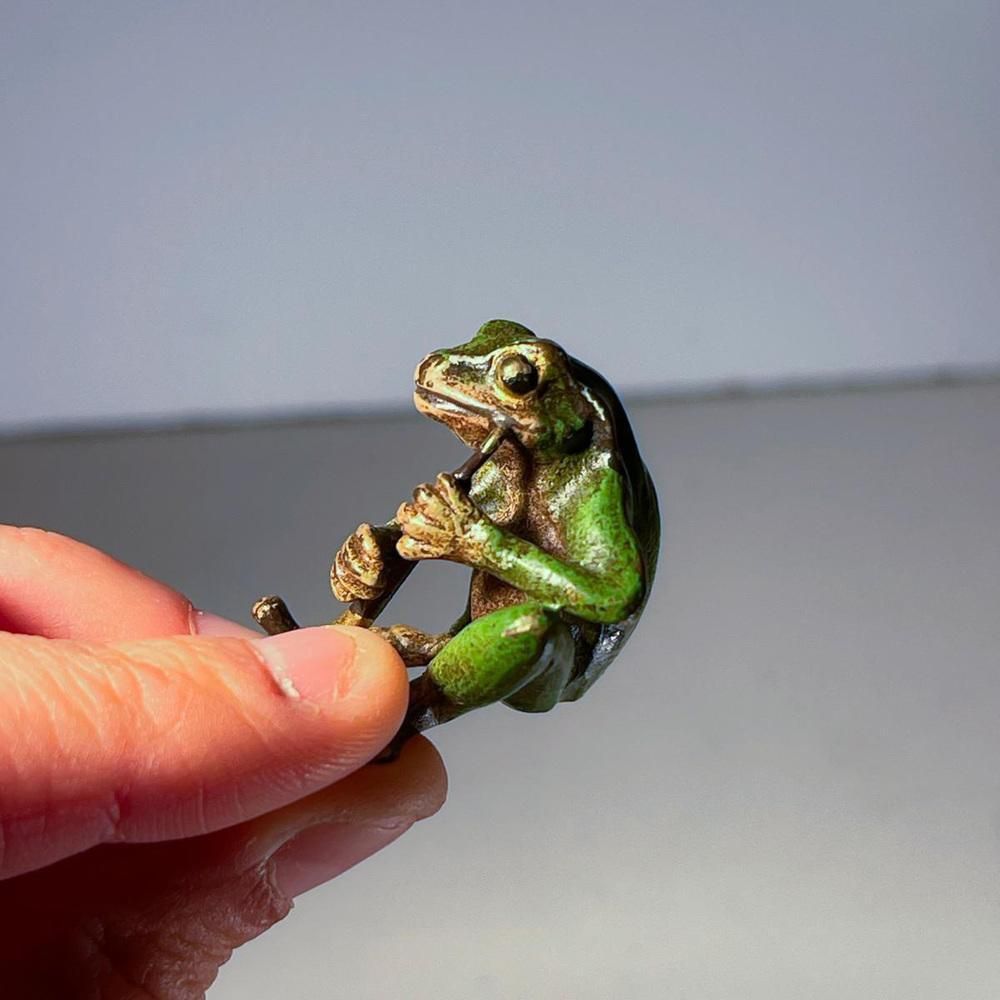 Vienna Bronze Musician Frog Patinated Bronze Sculpture, 1900 photo furniture