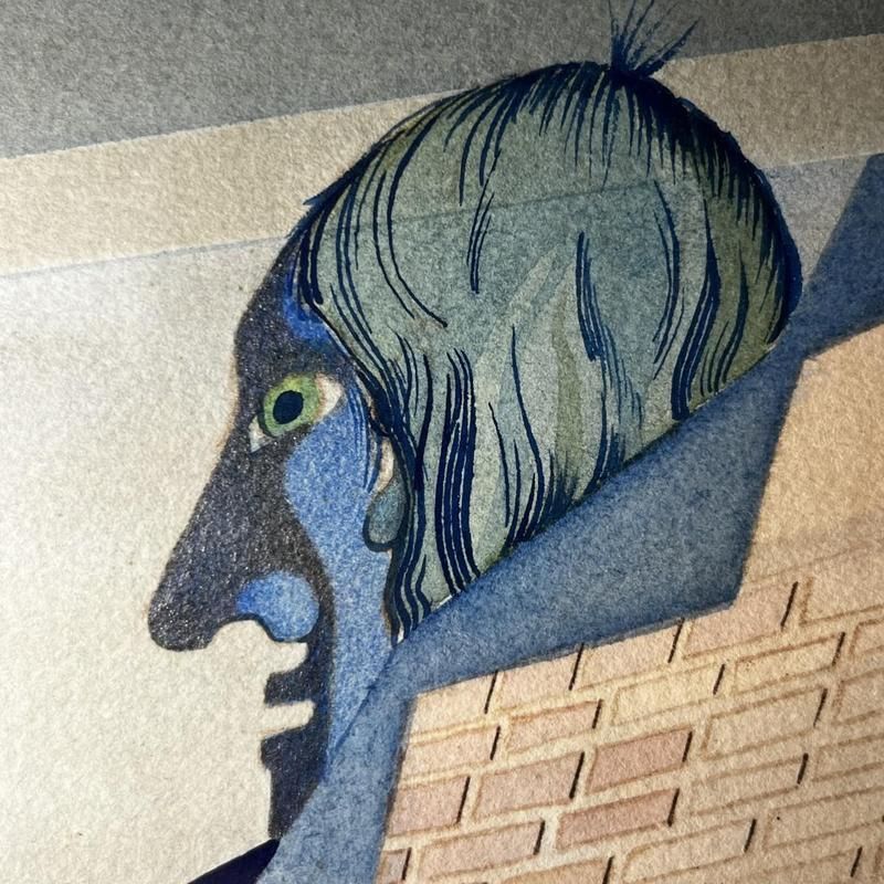 David, Cubo Surrealist Composition, 1974, Mixed Media On Paper, Framed photo vinterior