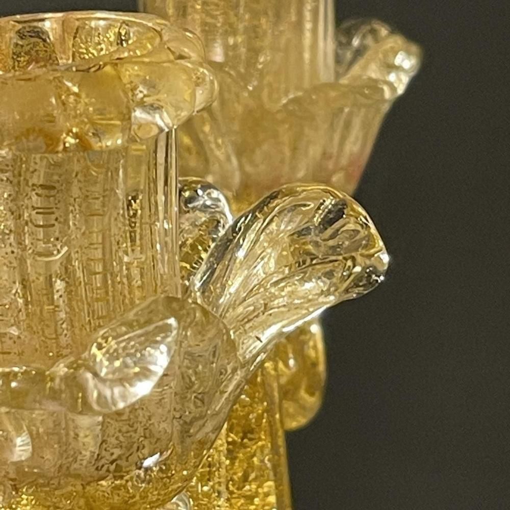 Murano Candleholder In Golden Glitter Glass By Ercole Barovier & Toso, 1950s photo for sale