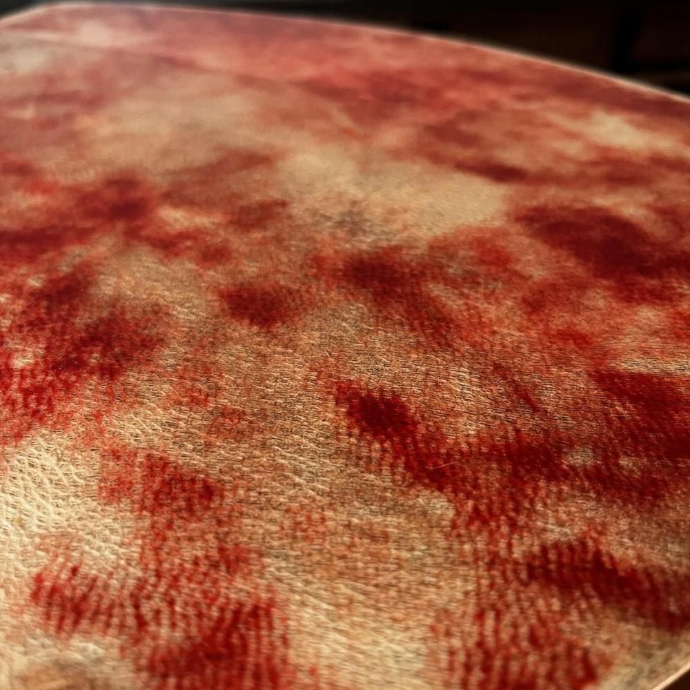 Coffee Table In Red Lacquered Goatskin Parchment From Aldo Tura, Italy, 1950s photo vintage