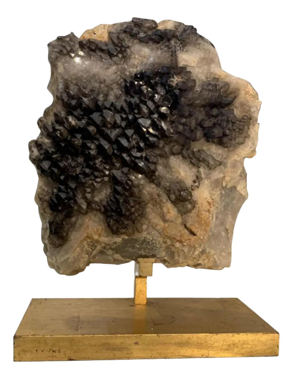 Large Black Natural Smoky Quartz Crystal Cluster Attributed To Willy Daro, 1970s