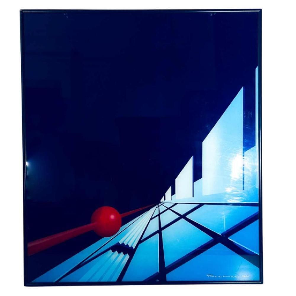 photo for sale Patrice Placeman, Red Ball, Eglomised Oil Under Acrylic Glass, 1996