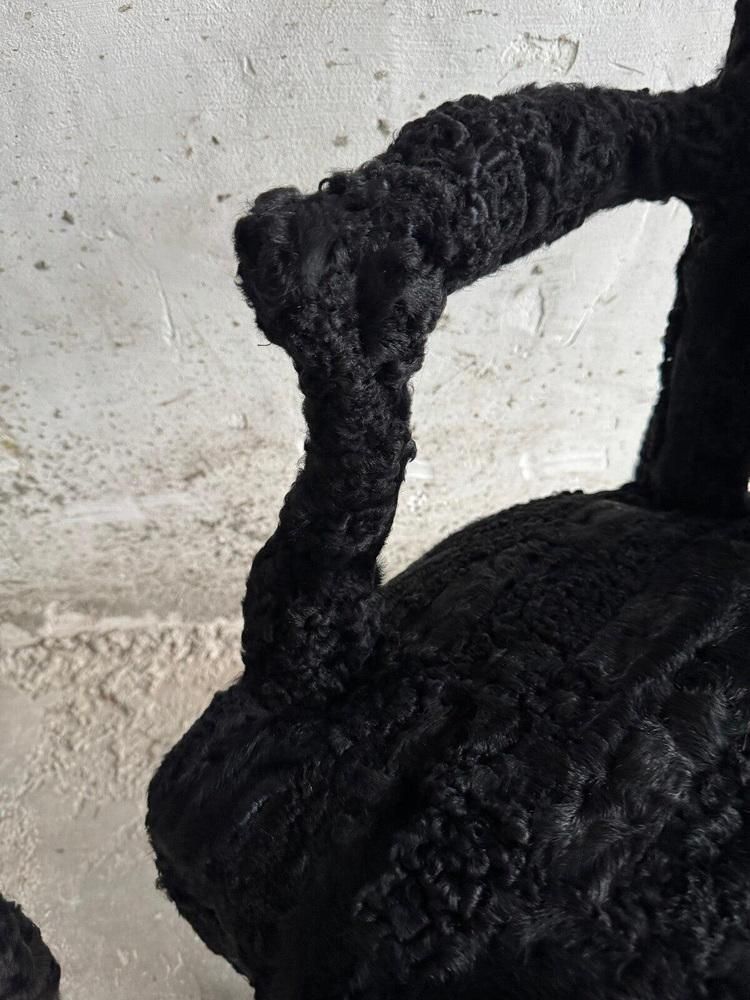 Set Of Theatrical Armchairs In Black Feather Fabric photo vinterior