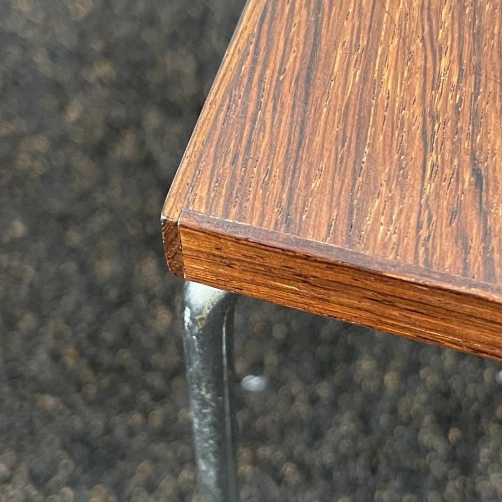Vintage Leather, Rosewood & Chromed Steel Side Table / Newspaper Rack, 1970s photo buy