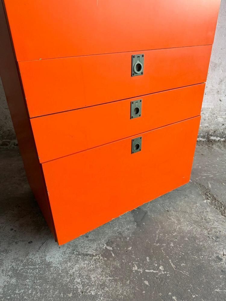 Orange Chest Of Drawers With Fold Out Work Surface And Slanted Top photo Furniture