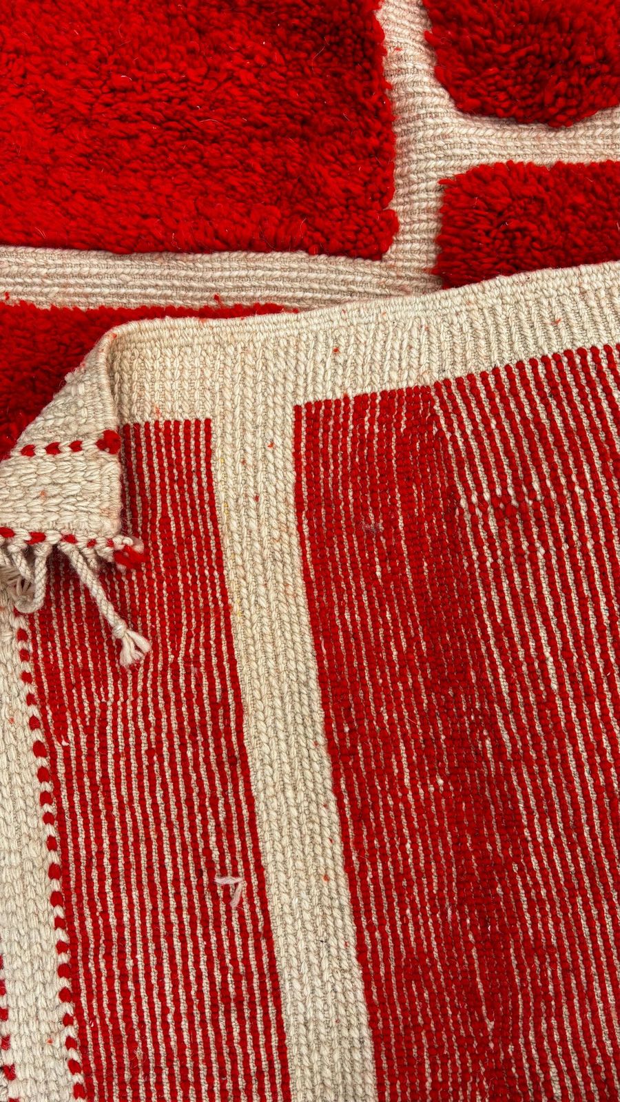 Handwoven Moroccan Mrirt Wool Rug 190x300 Cm | Red And Cream Geometric Design | Modern Berber Carpet / Moroccan Beni Ourain Carpet photo Textiles