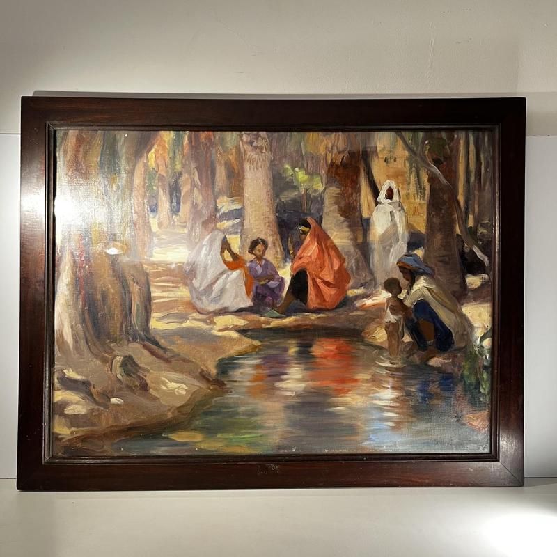 Art Charles Ernest Smets, Oasis Of Tinghir, Morocco, 1940s, Oil On Canvas, Framed photo