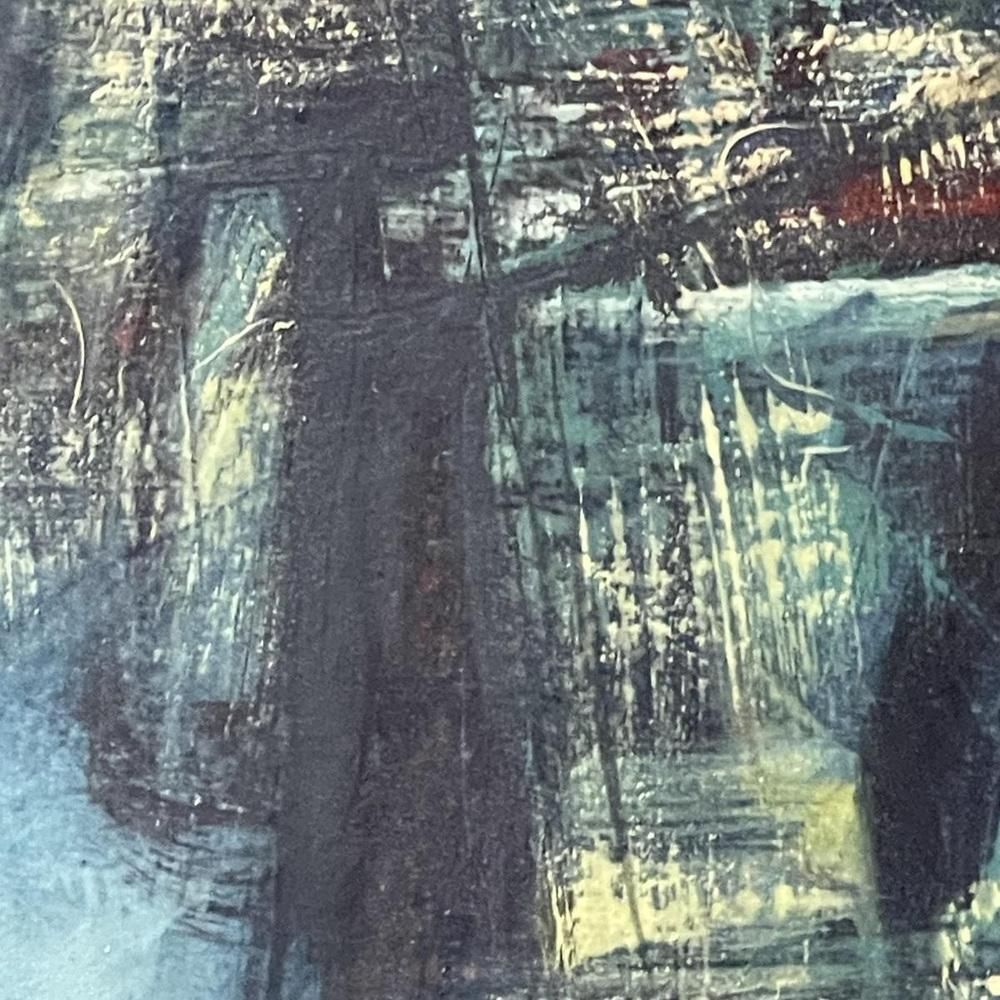 Erwin Mackowiak, Blauwe Abstracte Compositie, Olie Op Paneel, 1960 photo vinterior