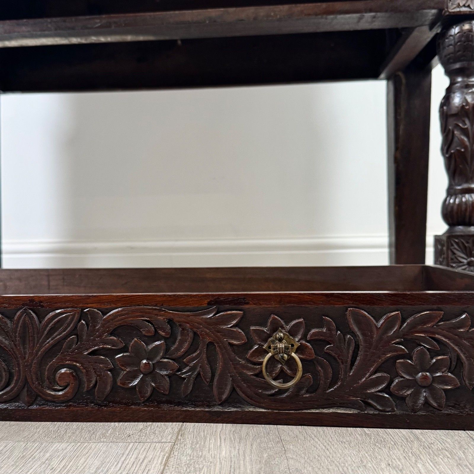 685.0 Antique 19th Century Unusually Small Carved Oak Cabinet photo