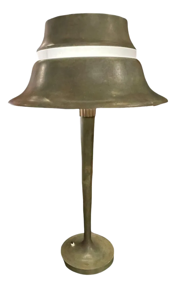 Art Deco Tafellamp N°516 In Brons & Opaalkleurig Glas Van Jean Perzel, 1936
