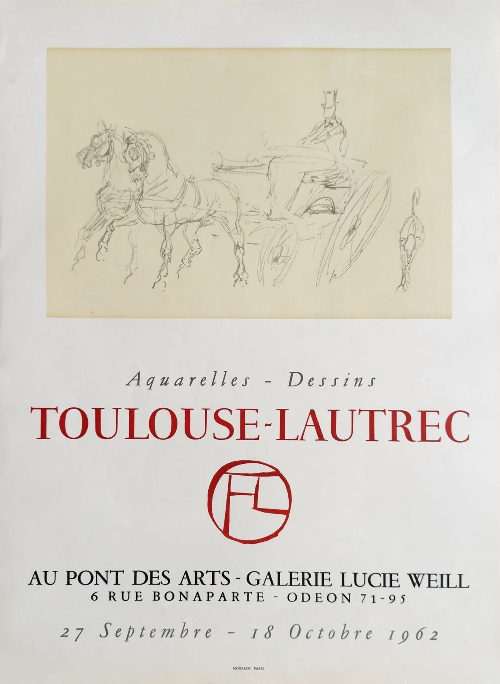 Henri Toulouse Lautrec Poster Poster Vintage Exhibition Galerie Lucie Weill 1962