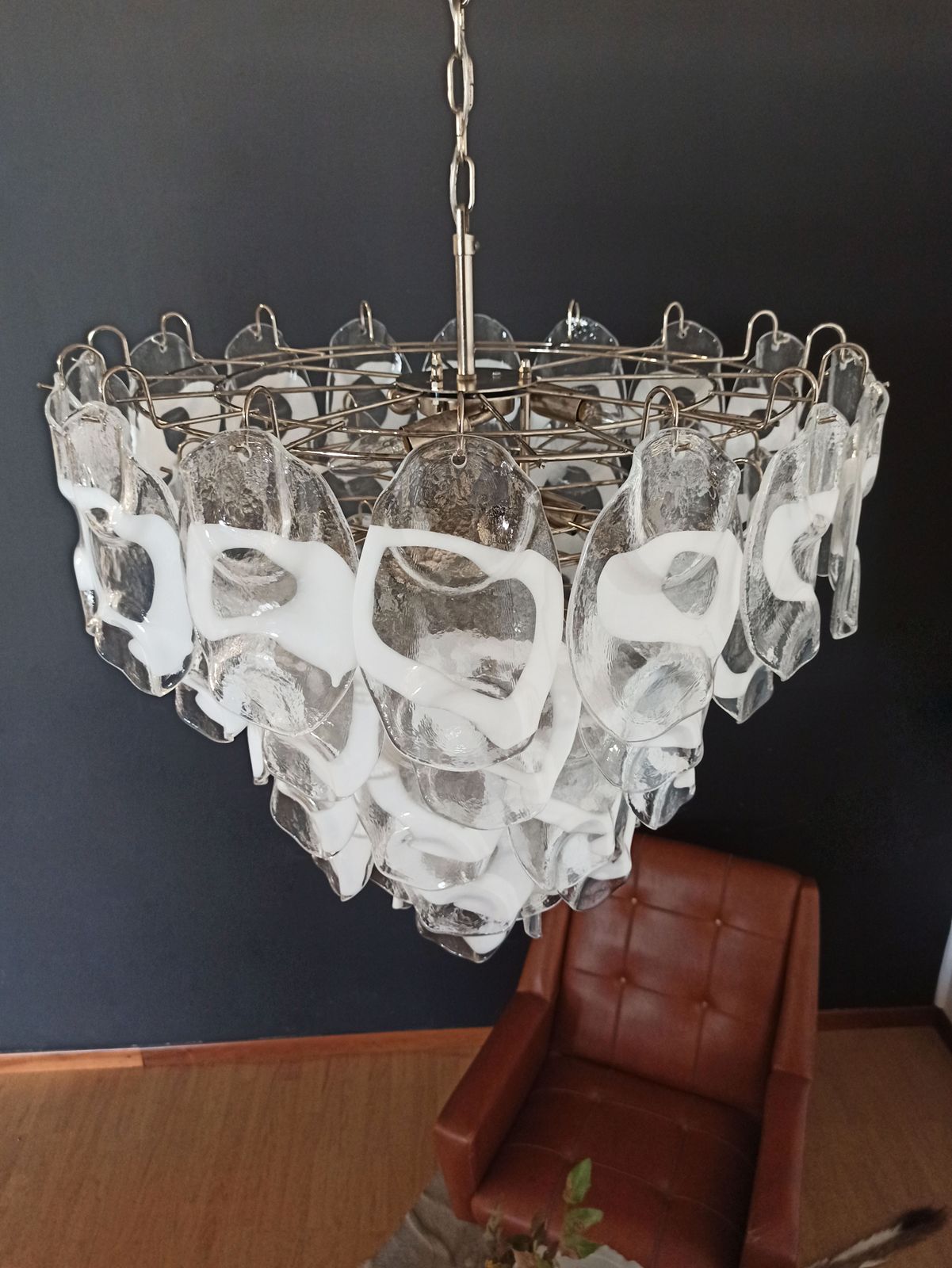 photo buy Huge Vintage Italian Murano Chandelier Lamp By Vistosi   57 Glasses