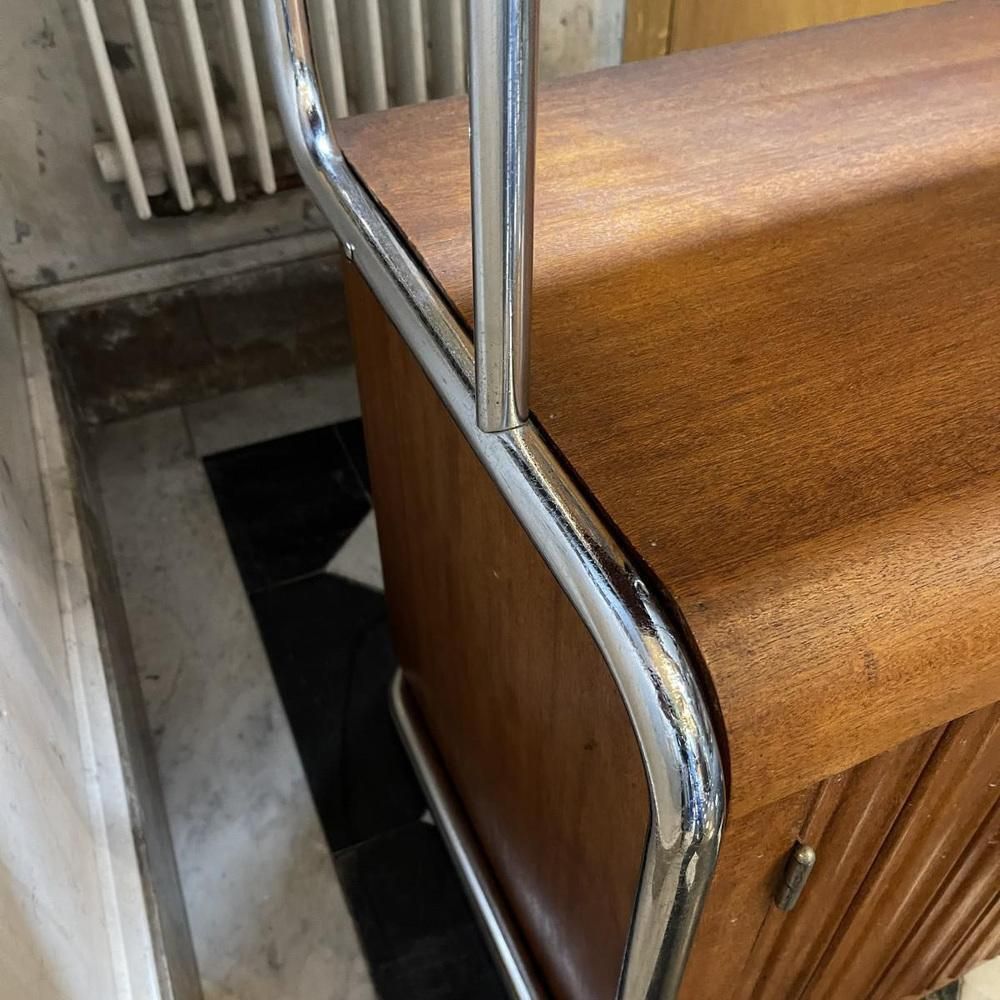Modernist Art Deco Bauhaus Tubular Steel & Wood Sideboard, 1930 photo vinterior