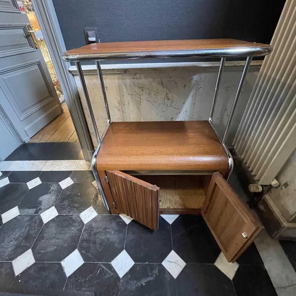 941.0 Modernistisch Art Deco Bauhaus Buisstaal En Hout Dressoir, 1930 photo