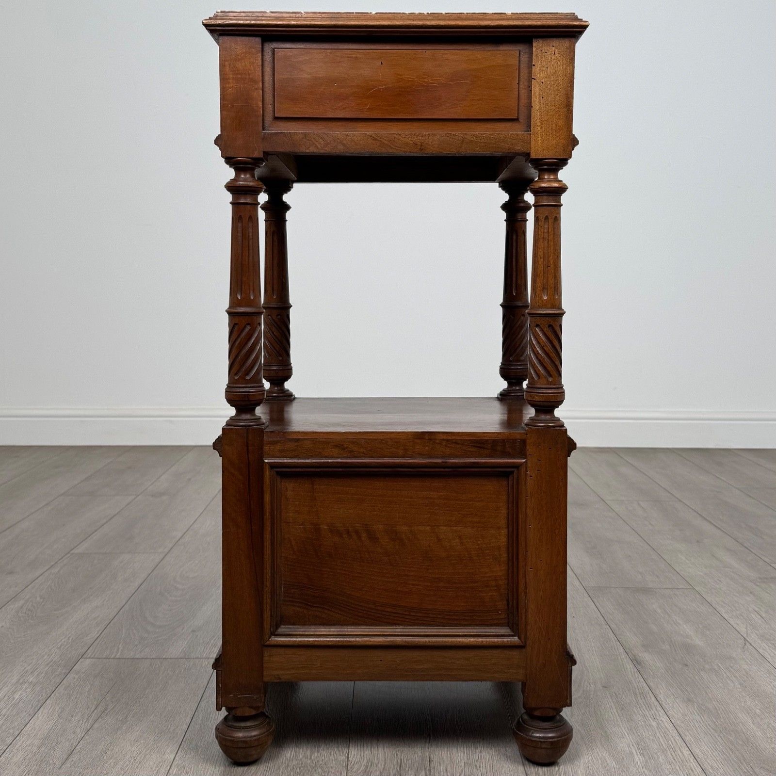 Antique 19th Century French Marble Top Cabinet In Walnut photo vinterior