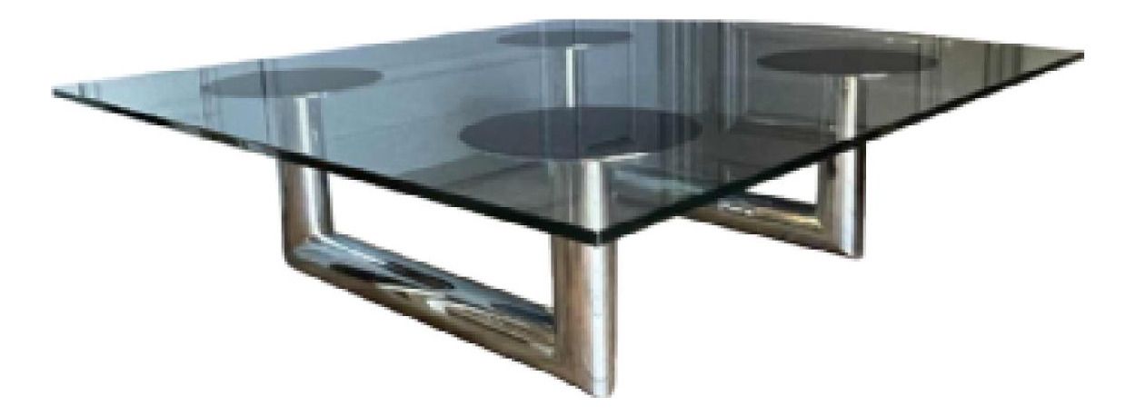 Grote Italiaanse Vierkante Salontafel In Verchroomd Stalen Buisframe, Jaren 1970