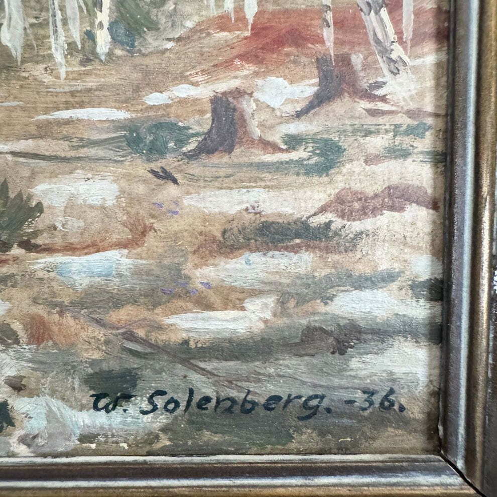 Birch Forest Awakening 1936. Vintage Swedish Oil Painting. photo Art
