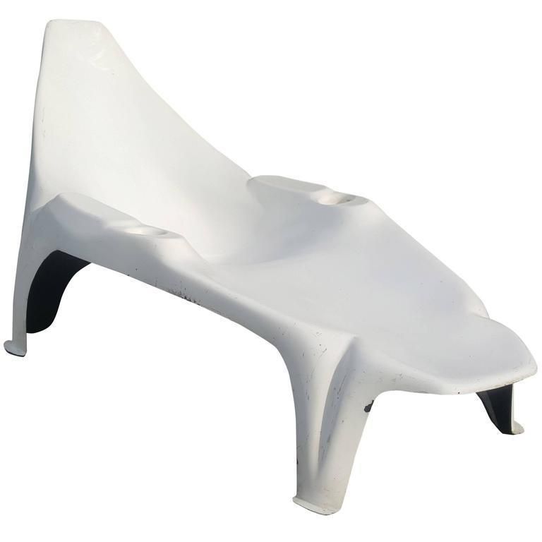 White Lounge Pool Chair, Mid Century Modern