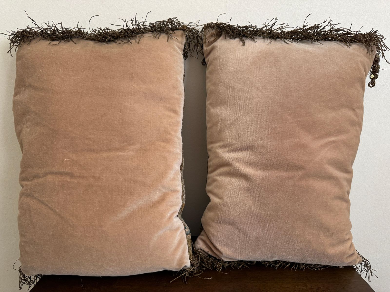 17th Century Pair Of Flemish Tapestry Fragment Pillows photo furniture