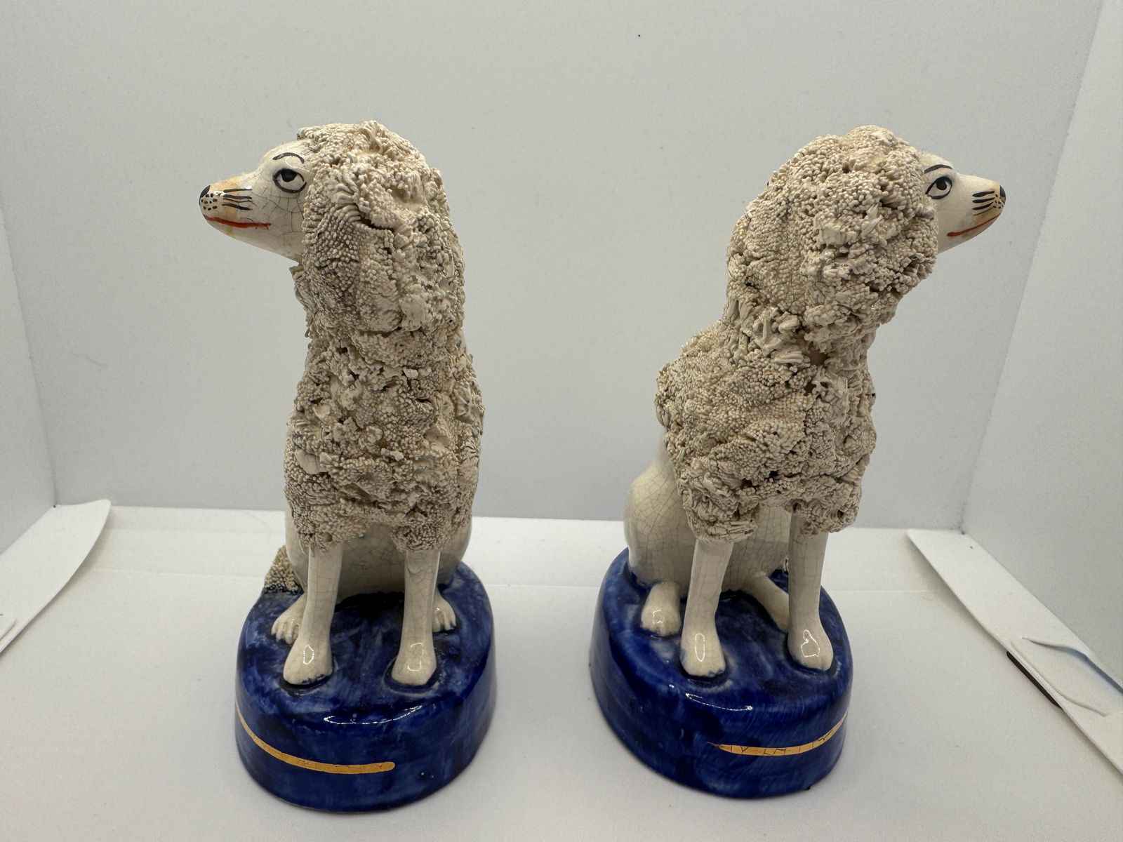 Pair Of Vintage Staffordshire Poodles , Circa 1960's photo for sale