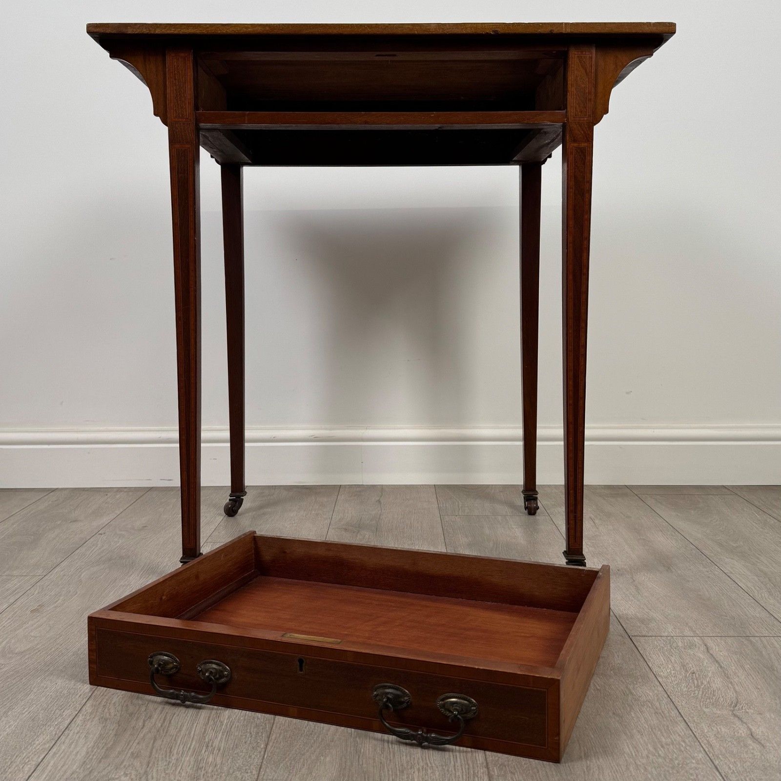 photo for sale Antique 20th Century Cross Banded Writing Table In Mahogany