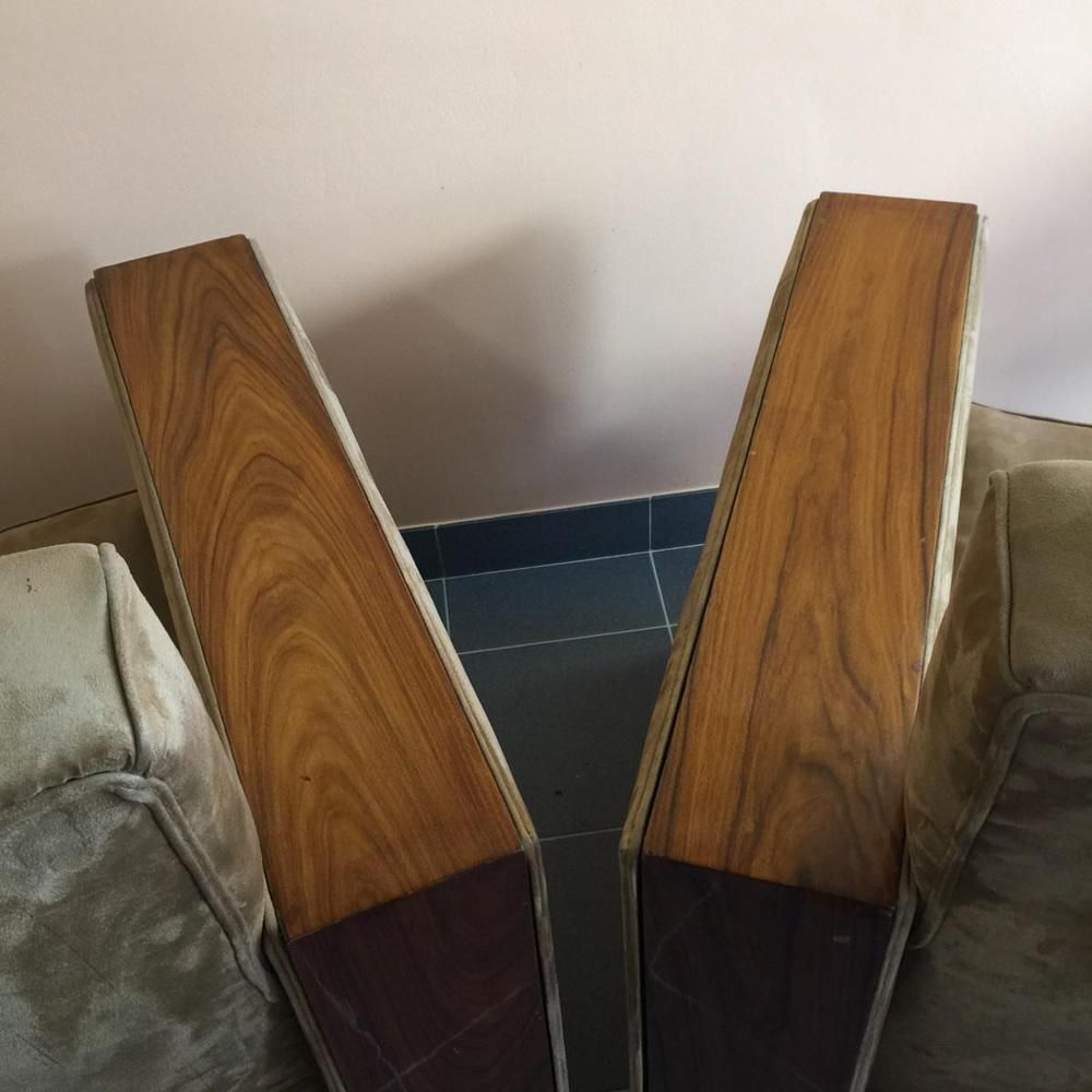 Set Of Art Deco Club Armchairs In Alcantara & Walnut, 1930 photo buy
