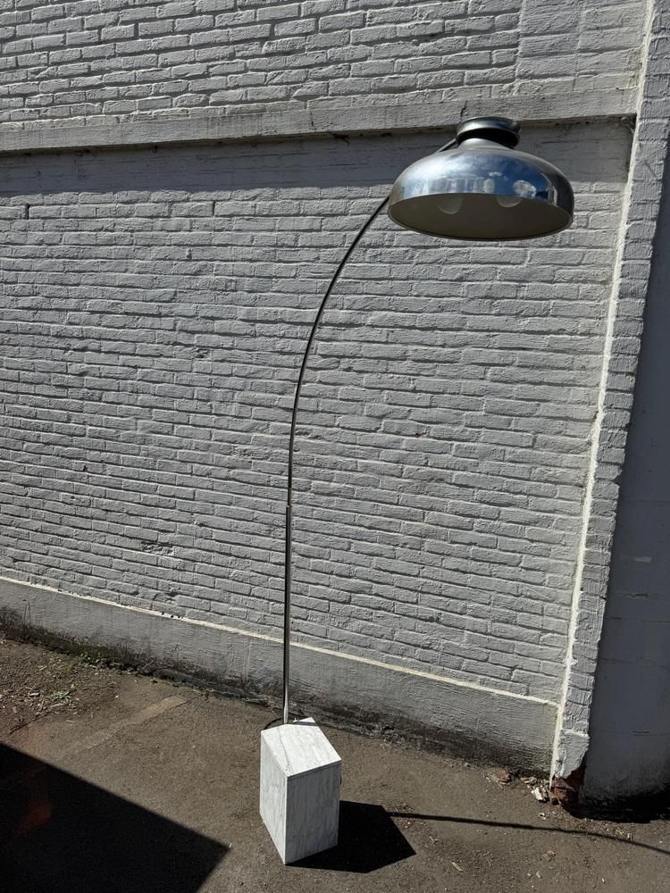photo for sale Italian Arc Floor Lamp With Marble Base, 1970s