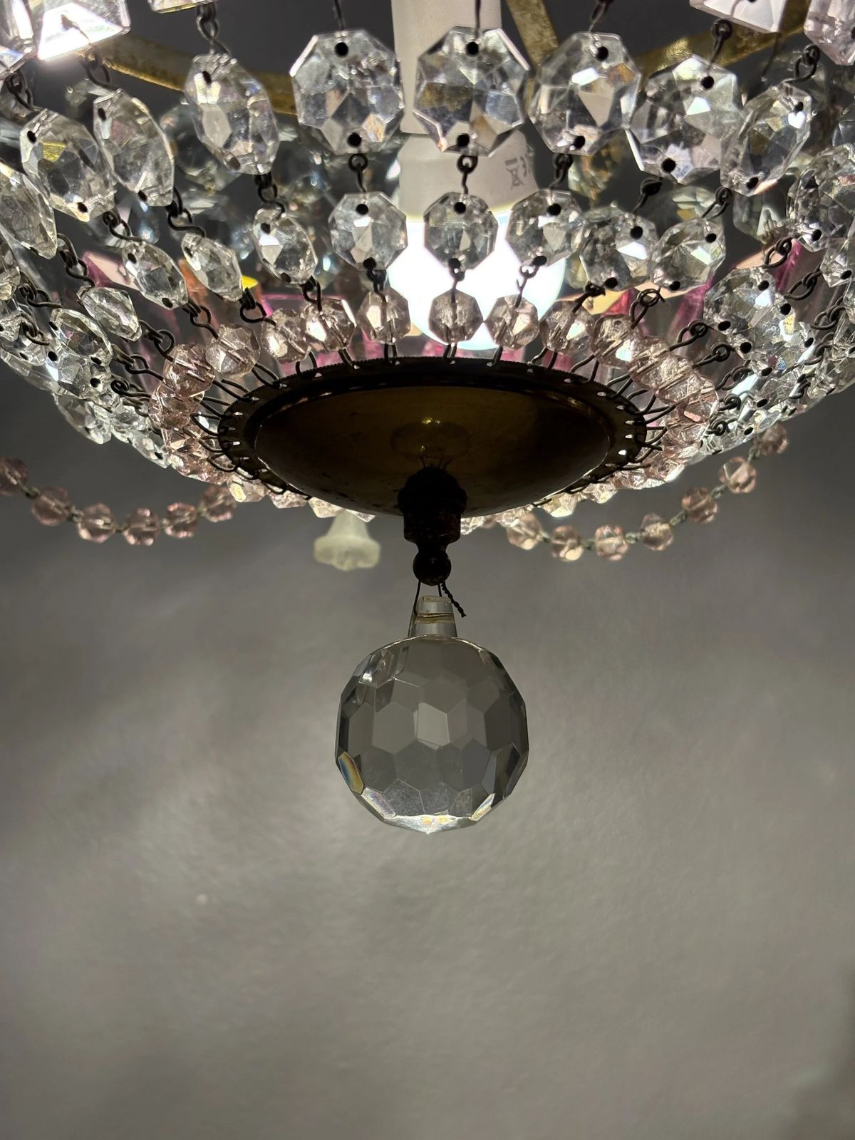 Italian Mid Century Brass And Bohemian Crystal Chandelier photo 1328.0