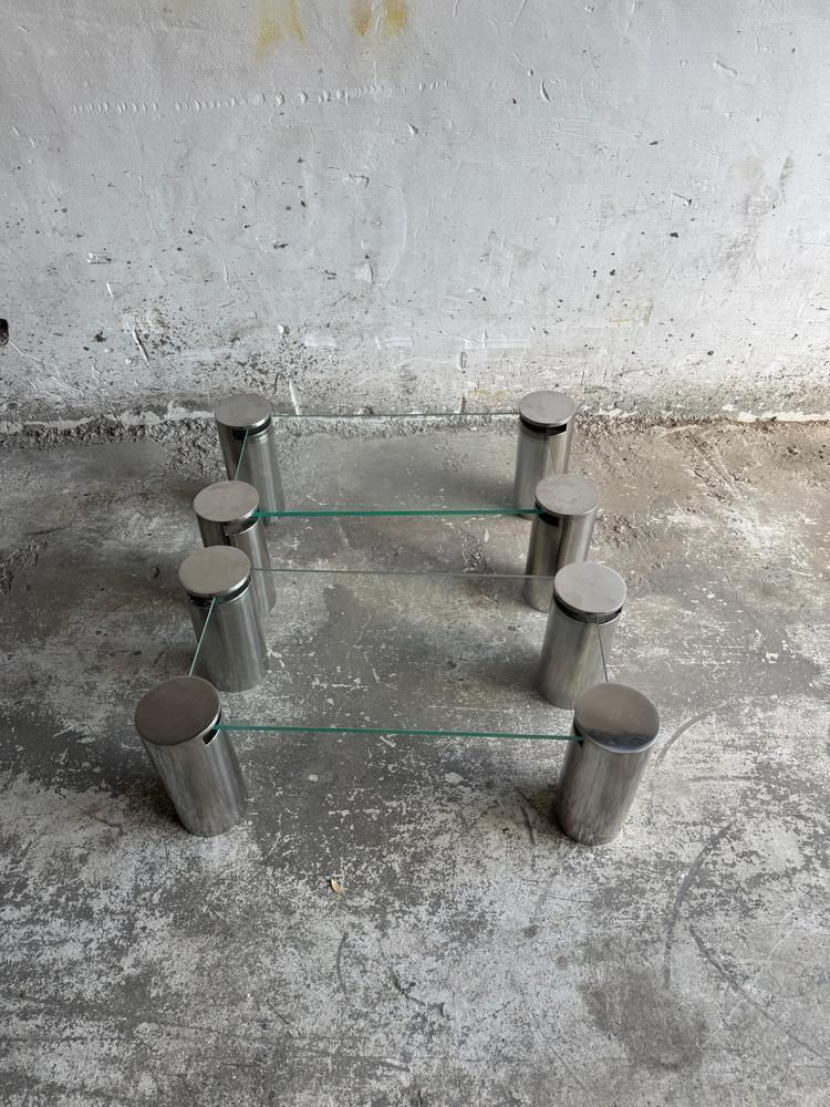 Modern Coffee Tables With Cylindrical Steel Legs, 1980s, Set Of 2 photo furniture
