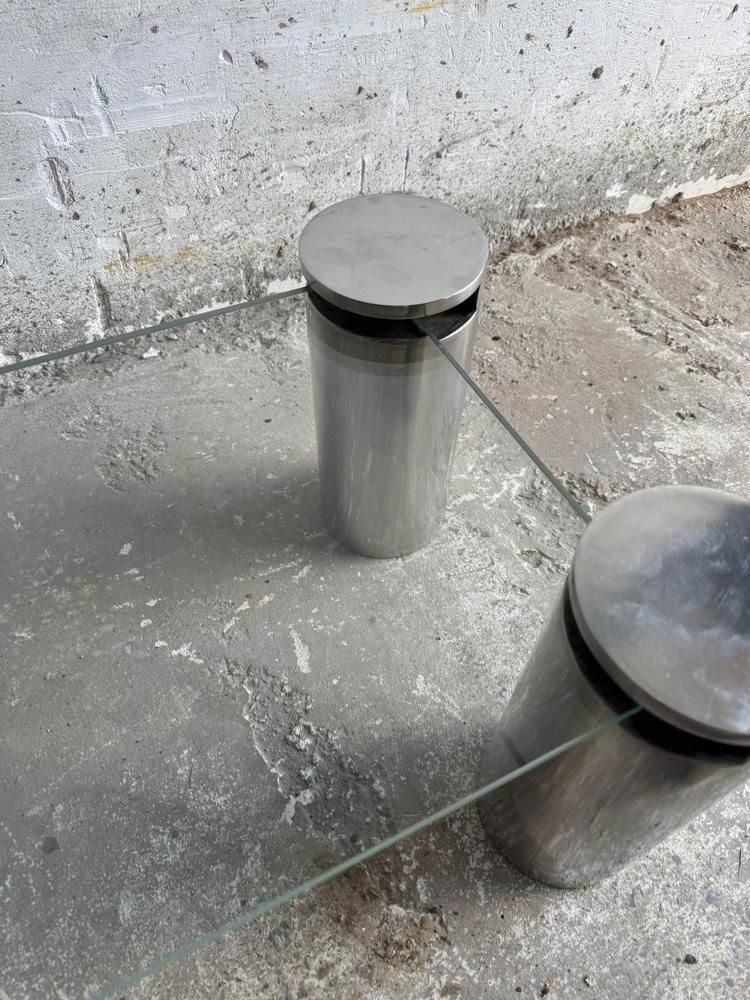 Modern Coffee Tables With Cylindrical Steel Legs, 1980s, Set Of 2 photo vinterior